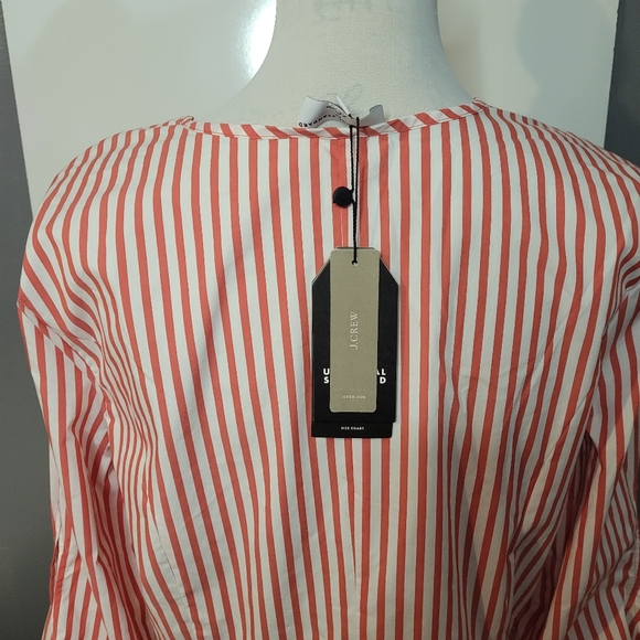 J. Crew universal standard poplin tie sleeve v-neck top red and white size small - Picture 5 of 7